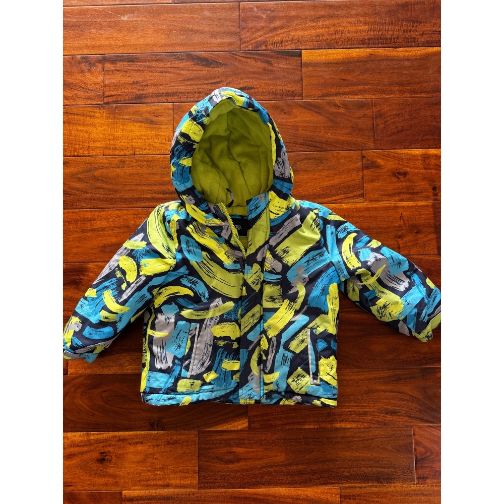 George Boys Puffer Jacket Neon Print Hooded Fleece Lined Coat 5T GRF40541TB